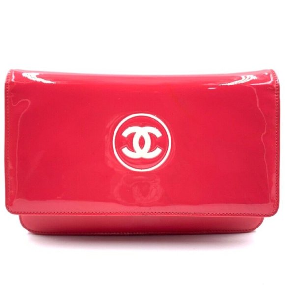 Wallet on a Chain WOC Patent Leather Pink Shoulder Bag - Picture 1 of 5